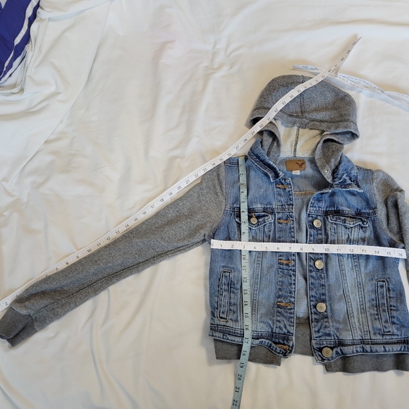 Aeropostale Mixed Blue Jean Jacket/Gray Hoodie S Junior Small 34/32 - Picture 9 of 9